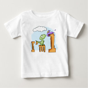 Camiseta Para Bebê Primeiro aniversario Divertido Dino