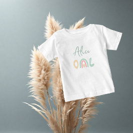 Camiseta Para Bebê Primeiro aniversario do arco-íris amarelo Pastel B