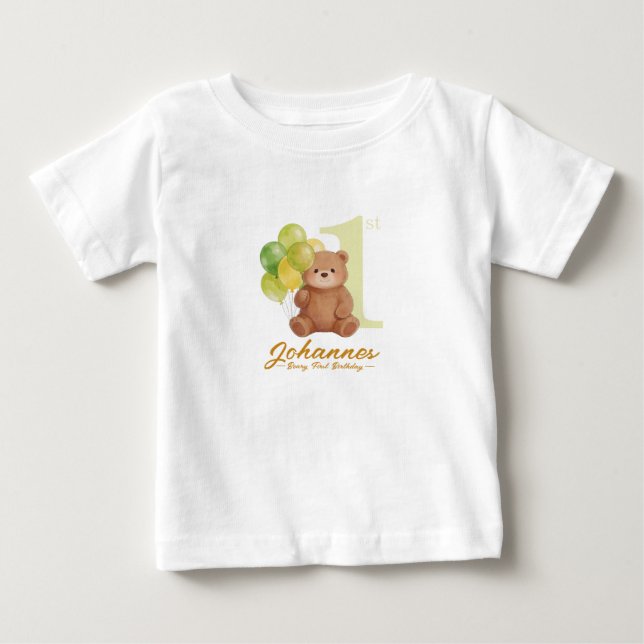 Camiseta Para Bebê Primeiro Aniversário do Beary (Frente)