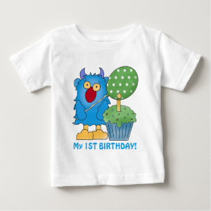 Camiseta Para Bebê Primeiro aniversário do bebê monstro
