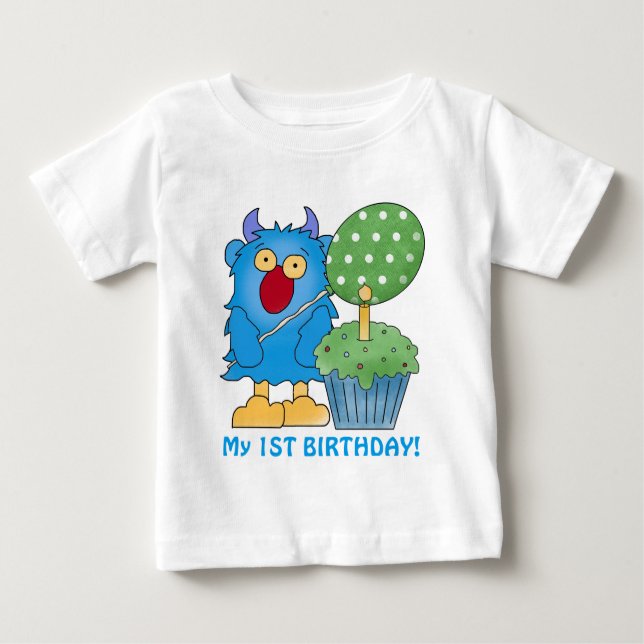 Camiseta Para Bebê Primeiro aniversário do bebê monstro (Frente)