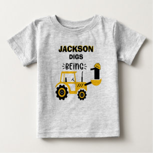 Camiseta Para Bebê Primeiro Aniversário do Bloco de Construção de Cam