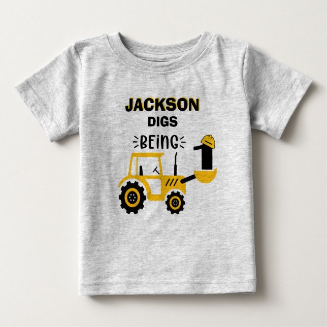 Camiseta Para Bebê Primeiro Aniversário do Bloco de Construção de Cam (Frente)