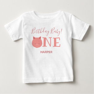 Camiseta Para Bebê Primeiro Aniversário do Coglet Um Nome