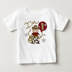 Camiseta Para Bebê Primeiro Aniversário do Cowboy