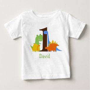 Camiseta Para Bebê Primeiro Aniversário do Dinossauro