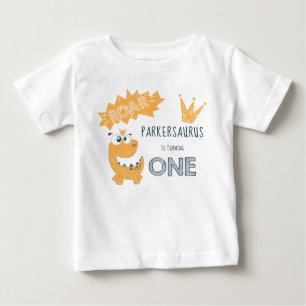 Camiseta Para Bebê Primeiro Aniversário do Dinossauro da Rota