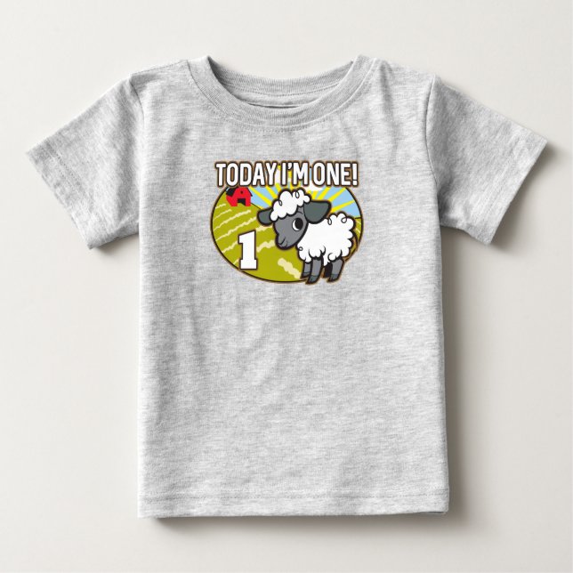 Camiseta Para Bebê Primeiro aniversario do garoto hoje eu sou um! Lâm (Frente)