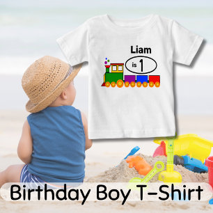 Camiseta Para Bebê Primeiro aniversario do garoto-trem bonito