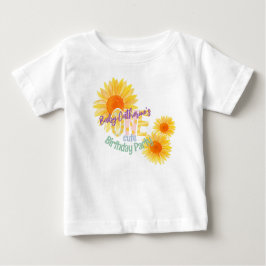 Camiseta Para Bebê Primeiro Aniversário do Girassol