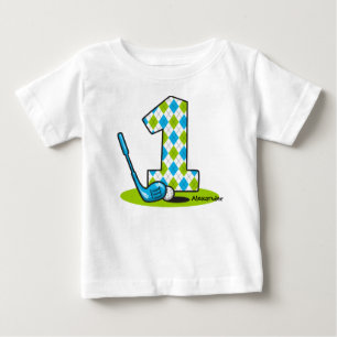 Camiseta Para Bebê Primeiro aniversario do golfe de Argyle