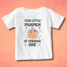 Camiseta Para Bebê Primeiro Aniversário do Halloween - Retro Pumpkin