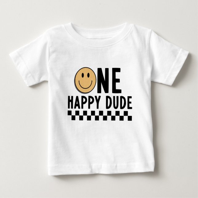 Camiseta Para Bebê Primeiro Aniversário do Homem Feliz (Frente)