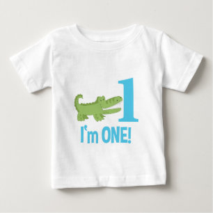 Camiseta Para Bebê Primeiro aniversario do jacaré eu sou UM t-shirt