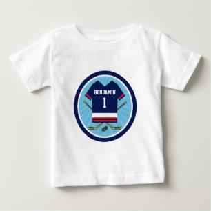 Camiseta Para Bebê Primeiro aniversario do jérsei V2 do hóquei em