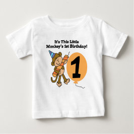 Camiseta Para Bebê Primeiro aniversário do macaco pequeno