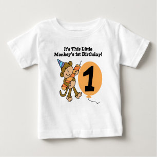 Camiseta Para Bebê Primeiro aniversário do macaco pequeno