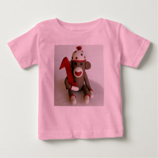 Camiseta Para Bebê Primeiro Aniversário do Macaco Sock