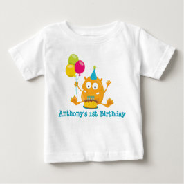 Camiseta Para Bebê Primeiro Aniversário do Monstro Personalizado