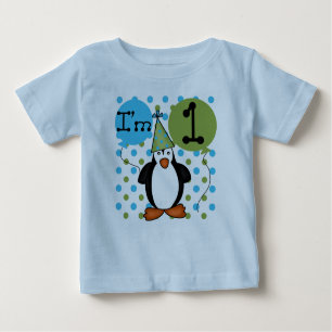 Camiseta Para Bebê Primeiro aniversario do pinguim