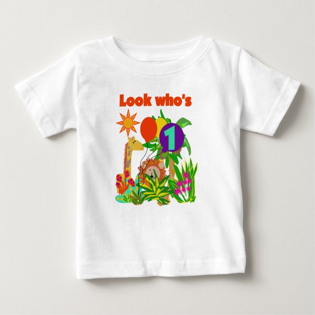 Camiseta Para Bebê Primeiro aniversário do safari (Frente)