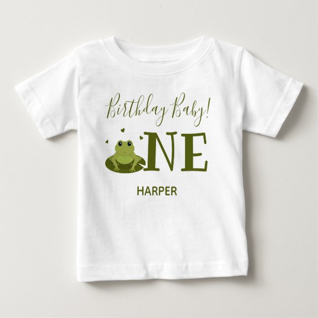 Camiseta Para Bebê Primeiro Aniversário do Sapo Um (Frente)