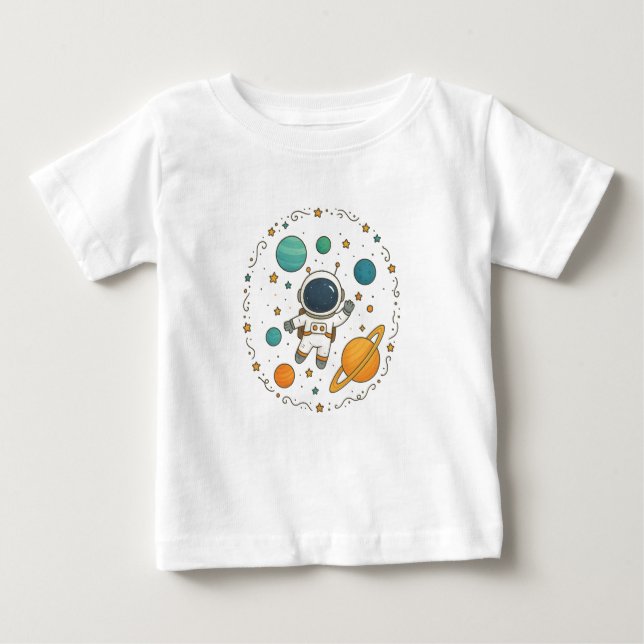 Camiseta Para Bebê Primeiro aniversario do Space Adventure | Espaço E (Frente)