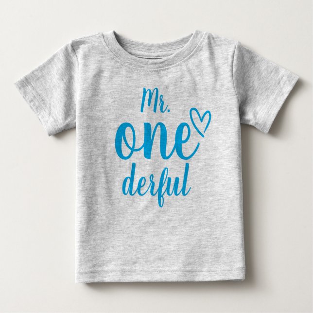 Camiseta Para Bebê Primeiro Aniversário do Sr. Onederful Bebê (Frente)