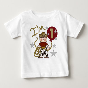 Camiseta Para Bebê Primeiro aniversário do vaqueiro