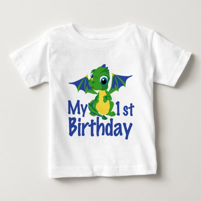Camiseta Para Bebê Primeiro aniversario Dragon (Frente)