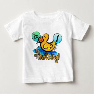 Camiseta Para Bebê Primeiro aniversario Ducky