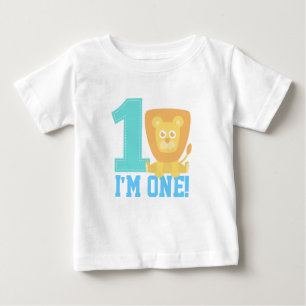 Camiseta Para Bebê Primeiro aniversário, eu sou um, leão bonito