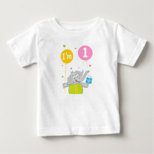 Camiseta Para Bebê primeiro aniversario eu tenho 1 ano