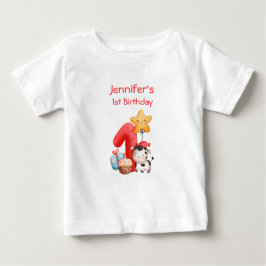 Camiseta Para Bebê Primeiro aniversario Feliz de Vaca