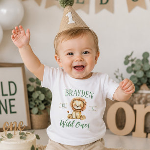 Camiseta Para Bebê Primeiro Aniversário Fera Selvagem Leão