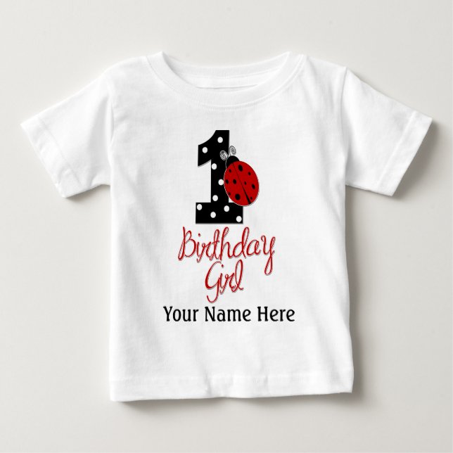 Camiseta Para Bebê primeiro aniversario - Lady Bug - 1 - Ladybug (Frente)