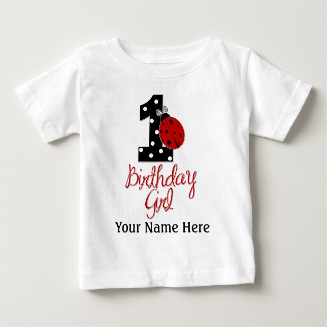 Camiseta Para Bebê primeiro aniversario - Lady Bug - 1 - Ladybug (Frente)