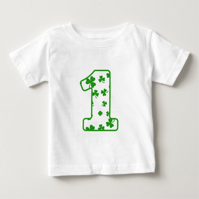 Camiseta Para Bebê primeiro aniversario Lucky Shamrocks Aniversário I (Frente)