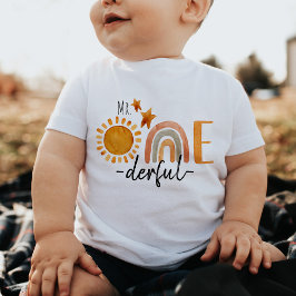 Camiseta Para Bebê Primeiro Aniversário Maravilhoso, Rainbow e Sun Pa
