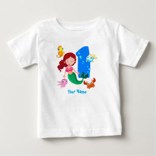 Camiseta Para Bebê Primeiro aniversario Mermaid