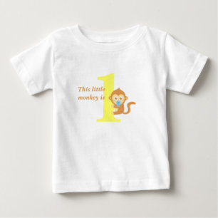 Camiseta Para Bebê Primeiro Aniversário, Pequeno Macaco Completa Um A