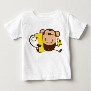 Camiseta Para Bebê Primeiro aniversario pequeno Mero do macaco