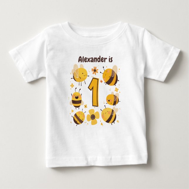 Camiseta Para Bebê Primeiro aniversario personalizado de Bebê (Frente)