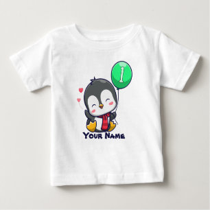 Camiseta Para Bebê primeiro aniversario Pinguim