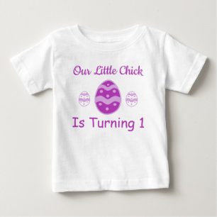 Camiseta Para Bebê Primeiro aniversario Pintinho pequeno
