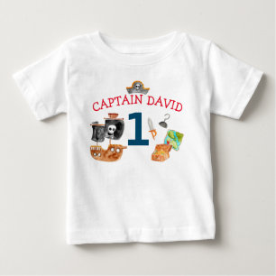 Camiseta Para Bebê Primeiro Aniversário Pirata Personalizado