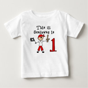 Camiseta Para Bebê Primeiro aniversario Pirate Stick