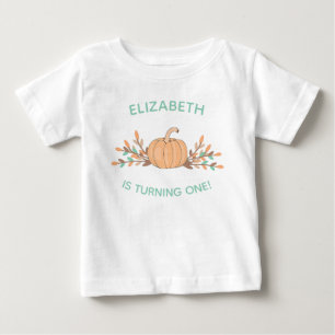 Camiseta Para Bebê Primeiro aniversario pouca abóbora nos Pastels
