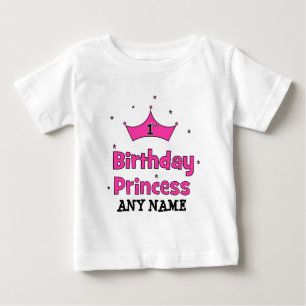 Camiseta Para Bebê primeiro aniversario Princesa! Com coroa rosa