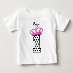 Camiseta Para Bebê primeiro aniversario Princess Bolinhas 2